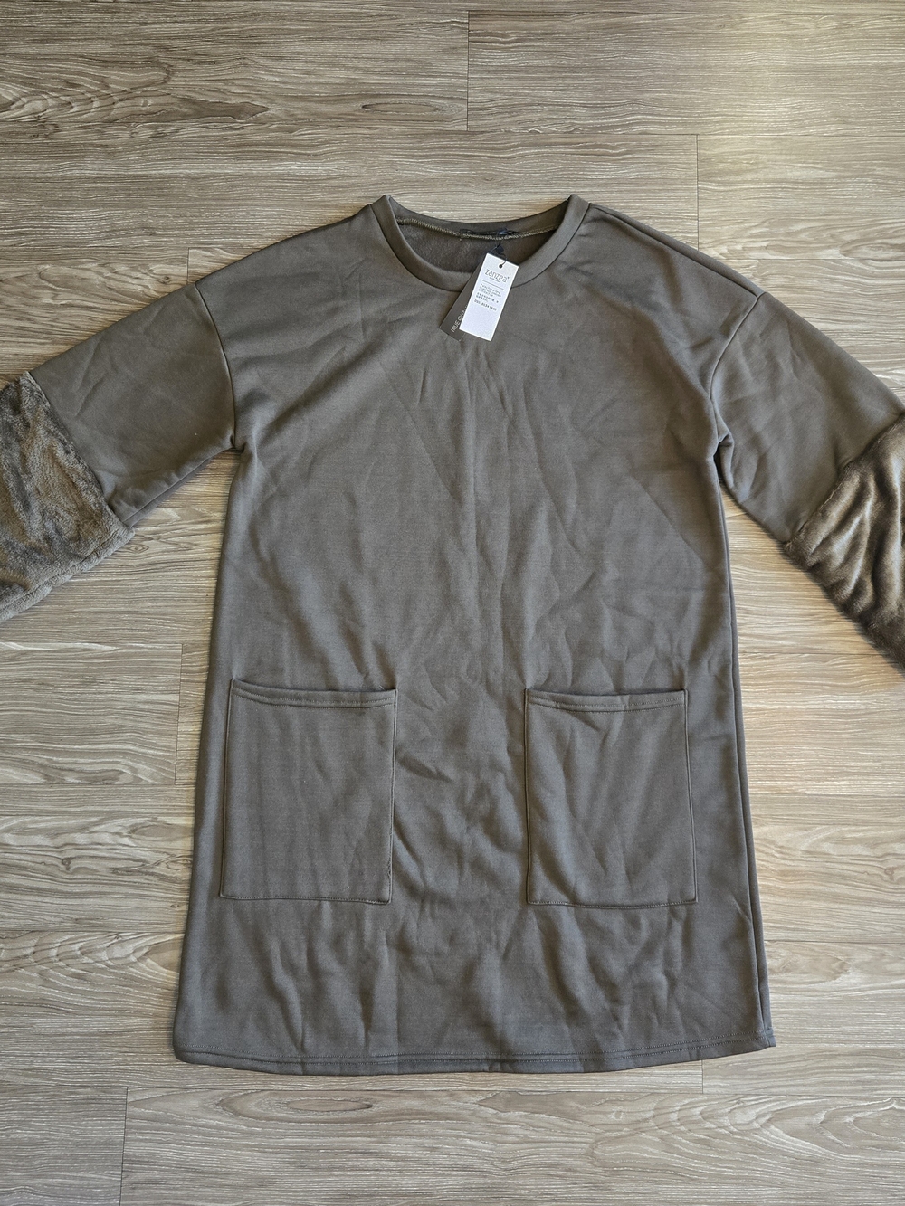 Zanzea Olive Green Crewneck Tunic Top
